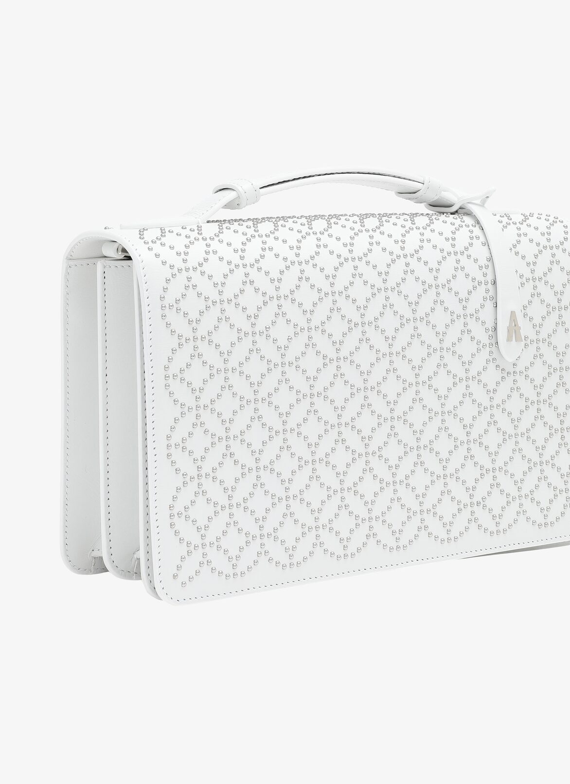 FRANCA MEDIUM CUIR LUX CLOU ARABESQUE BLANC OPTIQUE ALAÏA  FRANCA MEDIUM CUIR LUX CLOU ARABESQUE BLANC OPTIQUE BLANC
